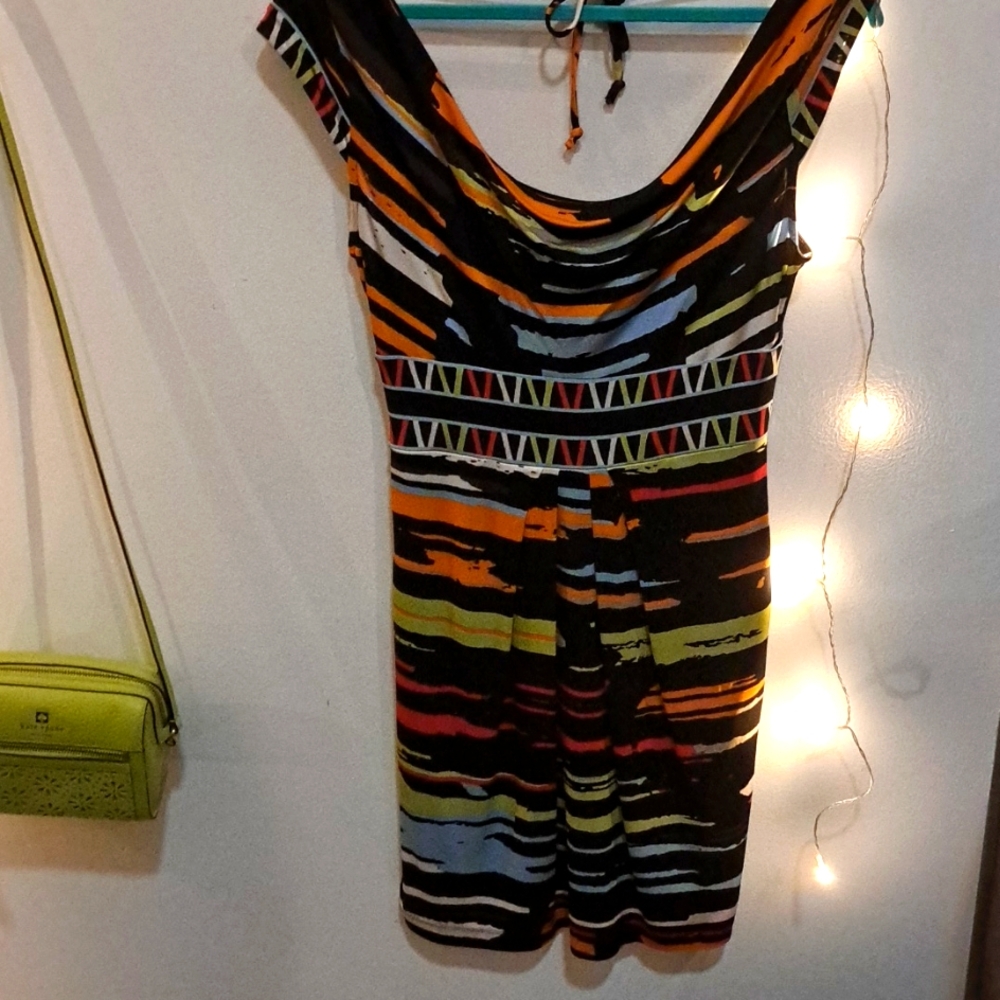 BCBG Maxzaria Orange/Red/Blue Geometric Dress Hot 🔥